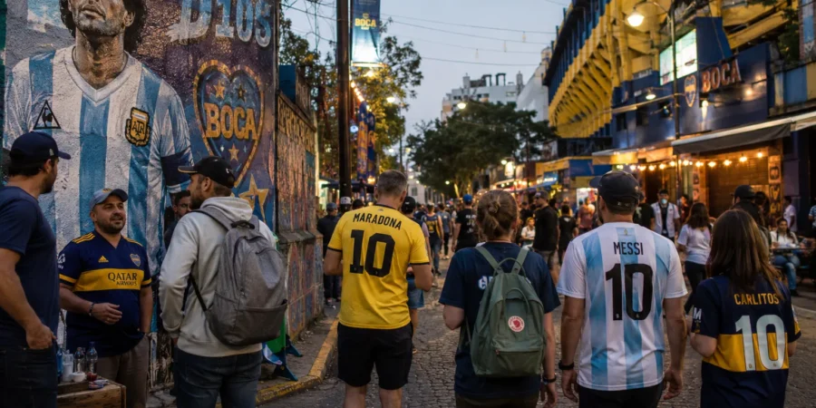 International tourists exploring football culture in Buenos Aires with stadium tours and local fans