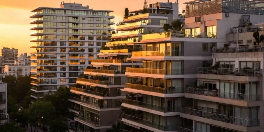 Modern smart apartment buildings with green terraces in Buenos Aires Argentina