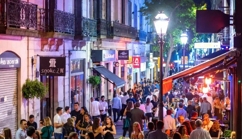 Vibrant nightlife and tango dancing in Buenos Aires, Argentina at night.