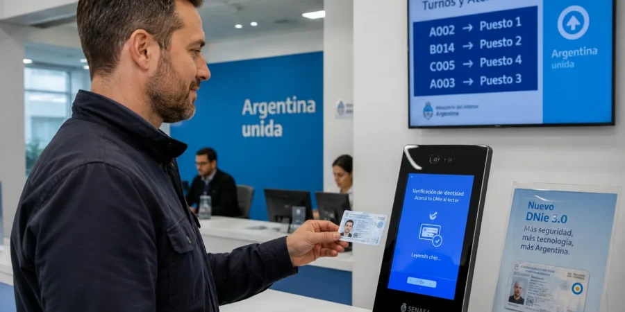 Argentine citizen using a next-generation digital identity card with advanced security technology