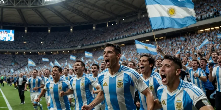 Argentina national football team celebrating a victory ahead of the FIFA World Cup 2026