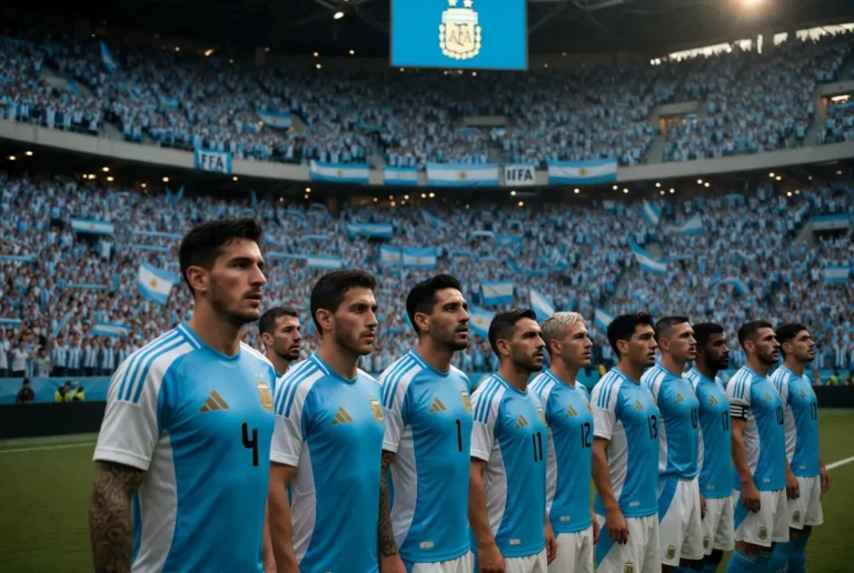 Argentina national football team celebrating together during FIFA World Cup 2026