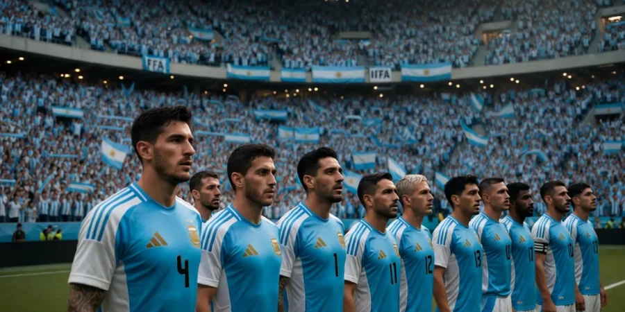 Argentina national football team celebrating together during FIFA World Cup 2026