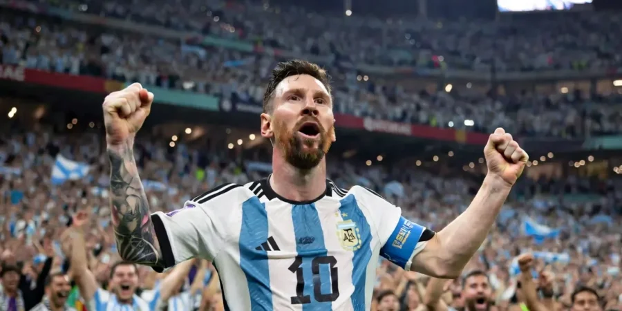 Lionel Messi celebrating after scoring a hat-trick for Argentina during FIFA World Cup 2026