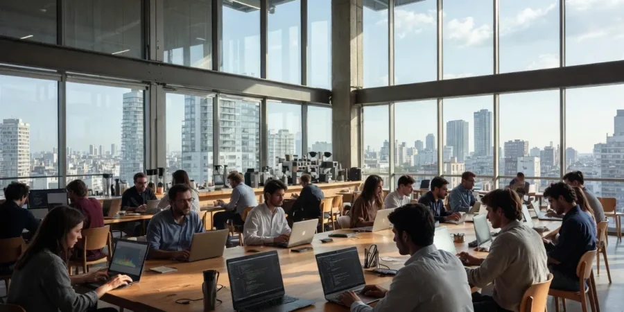 Remote professionals working from modern coworking spaces in Buenos Aires while enjoying the digital nomad lifestyle