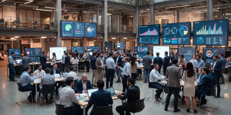 Argentine startup founders presenting technology projects to investors in Buenos Aires